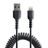 Usb To Lightning Cable - 1m    Cabl (3.3ft) Coiled Cable Black