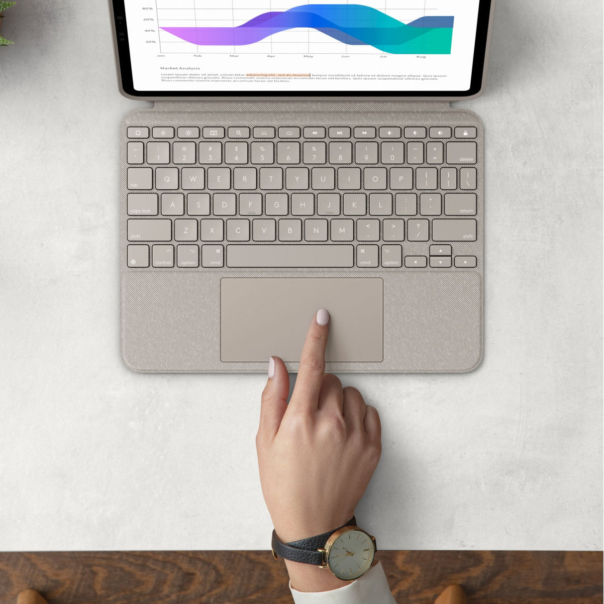 Logitech Combo Touch Caja De Teclado Y Folio Con Panel Táctil Luz Trasera Apple Smart Connector Qwertz Suizo Arena Para Apple Ipad Pro De 11" (1ª Generación 2ª Generación 3ª Generación)