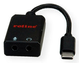 Roline Adapter Usb Typ C - 2x 3,5mm Audio, St Bu, 0,13 M