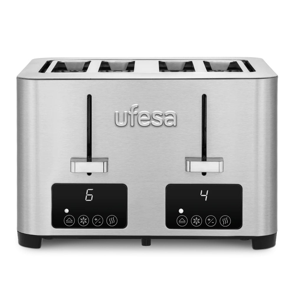 Tostador  Ufesa Quartet Delux 4 Ranuras 7 Niveles Lcd Acero Inoxidable  Digital