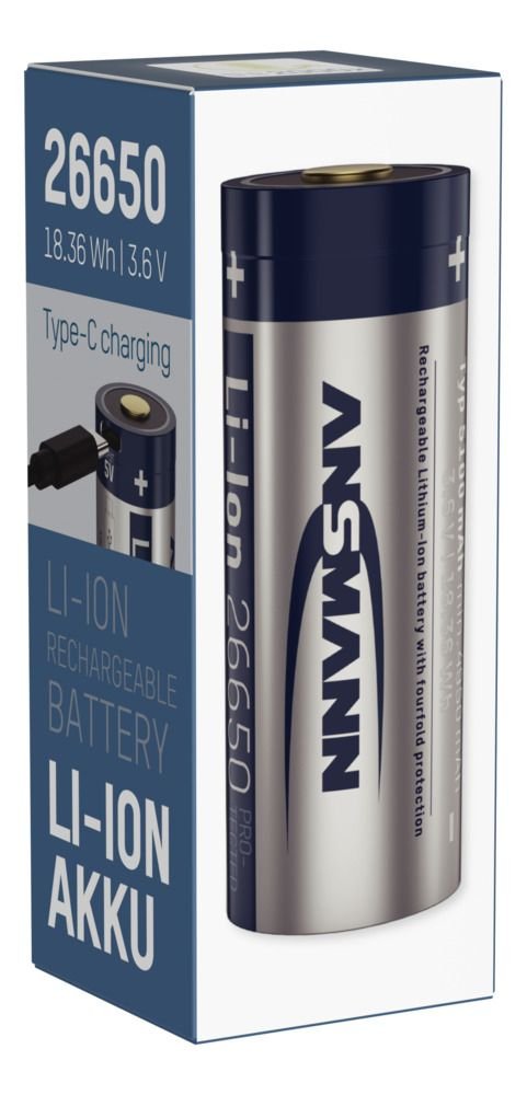 Ansmann Li-Ion 26650 5100mah 3,6v Toma Micro-Usb 1307-0012