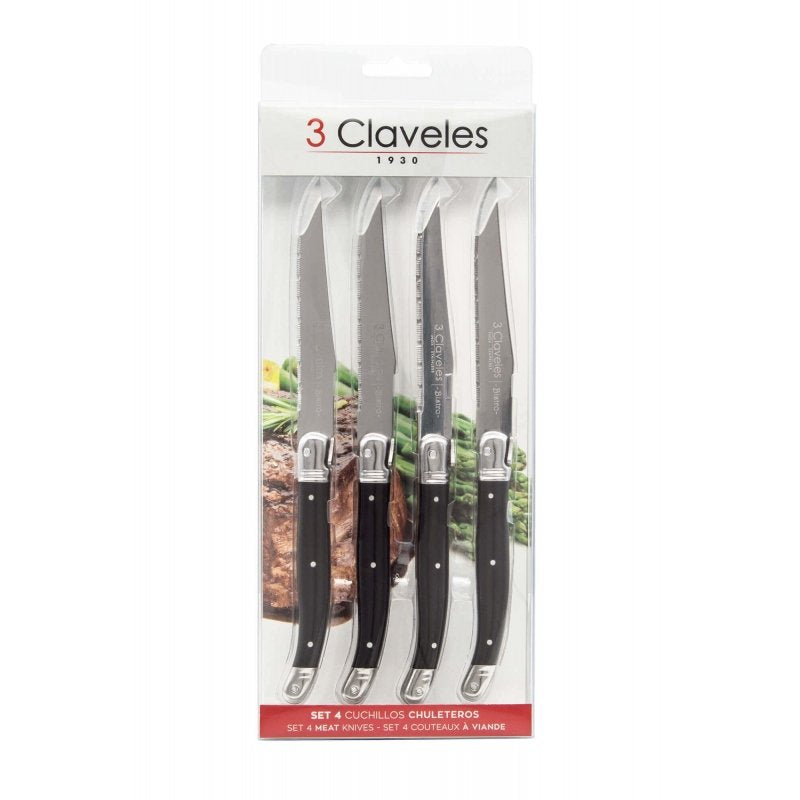 3 Claveles - Set De 4 Cuchillos Chuleteros 11.5 Cm. Gama Bistro. Ref. 01481