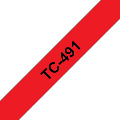 EAN 4977766050739 - Brother TC-491 cinta para impresora de etiquetas Negro sobre rojo imagen 1