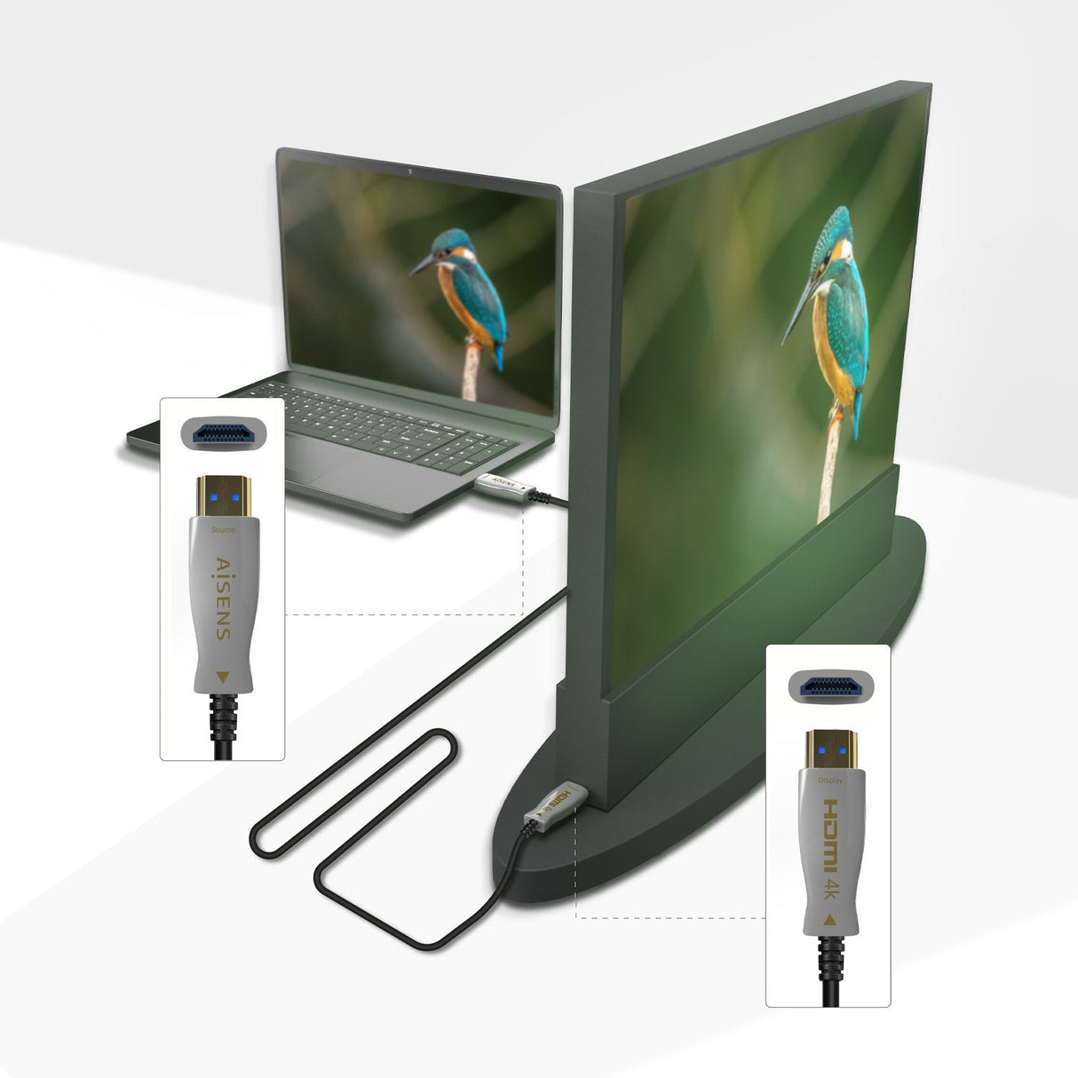 Aisens Cable Hdmi V2.0 Aoc Premium Alta Velocidad / Hec 4k@60hz 4:4:4 18gbps - A/M-A/M - 125m - Negro