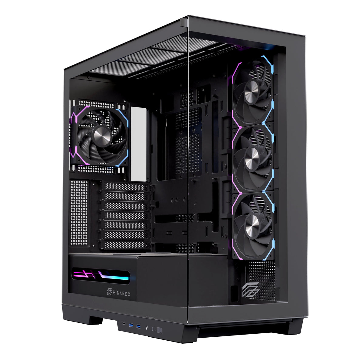 Caja Pc Atx Semitorre Einarex Z1k Rgb C-Templado Negra Excs-Ze-10kr-B