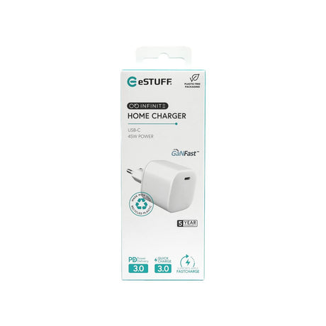 EAN 5715063054550 - eSTUFF ES637045 cargador de dispositivo móvil Smartphone Blanco Corriente alterna Carga rápida Interior imagen 4