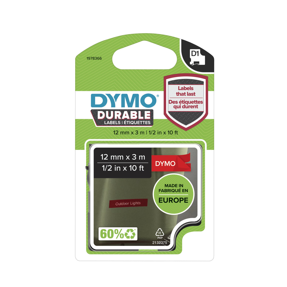 EAN 3501179783666 - DYMO D1 Durable - White on Red - 12mm cinta para impresora de etiquetas Blanco sobre rojo imagen 6