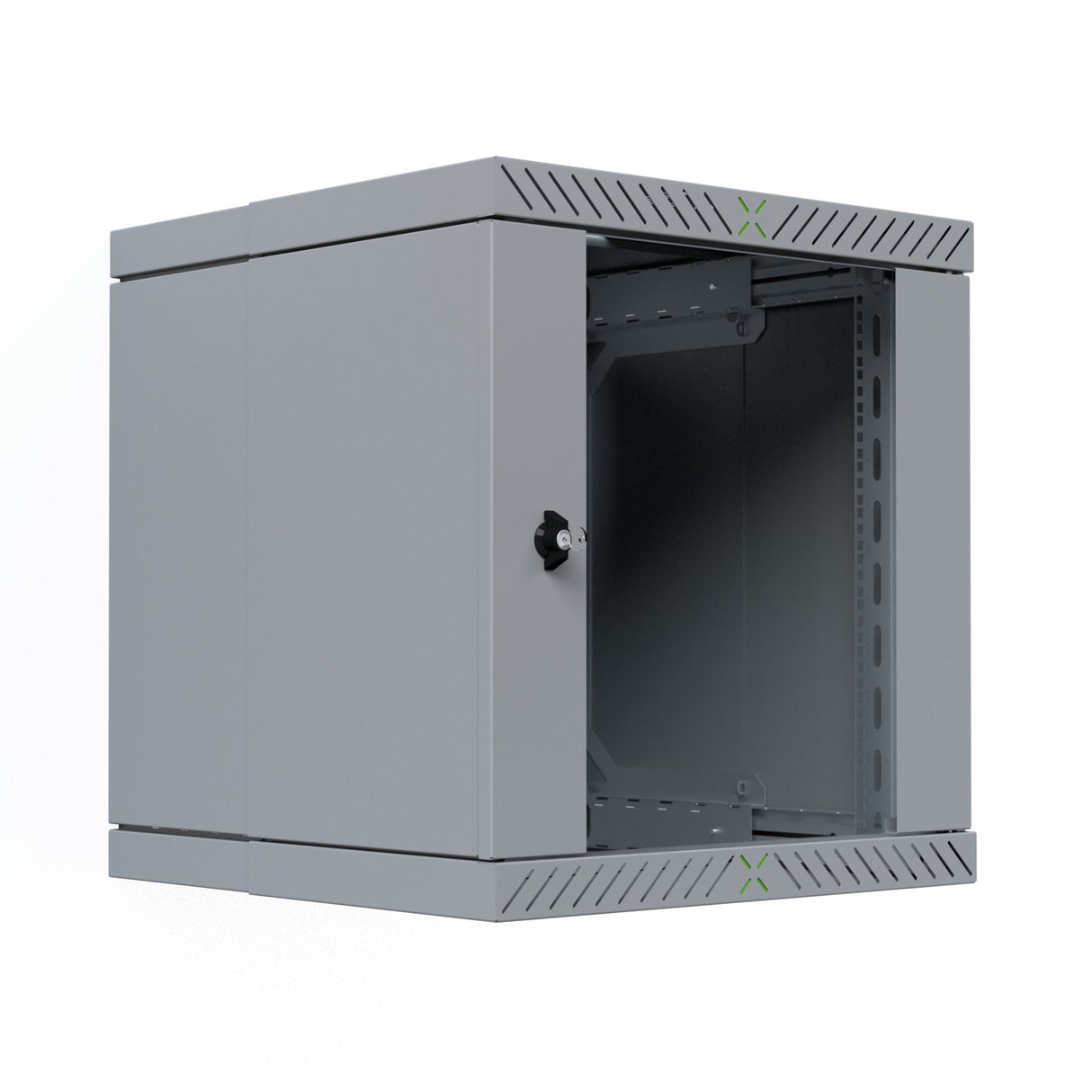 Armario De Pared X-Rack De 19" Con Puerta De Vidrio De 400-600 Mm, 12u, Color Gris.