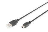 Digitus 1m, Usb2.0-A/Usb2.0 Mini-B Cable Usb 2.0 Usb A Mini-Usb B Negro