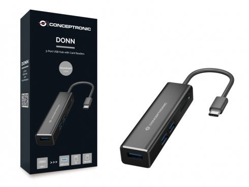 Hub 3.1 Usb-C Conceptronic Donn08 3 Puertos Usb 3.0 Y Lector Tarjetas Sd / Microsd