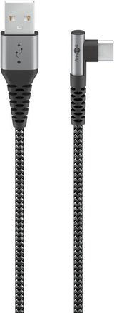 Cable De  0,50m Usb 2.0 0.48 Gbit/S  Pd60w Usb C Macho 90º A Usb-A Macho Negro Nylon Goobay