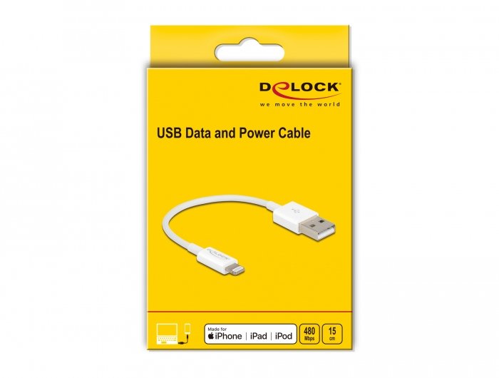 Delock Cable De Carga Y Datos Usb Para Iphone , Ipad , Ipod  Blanco 15 Cm