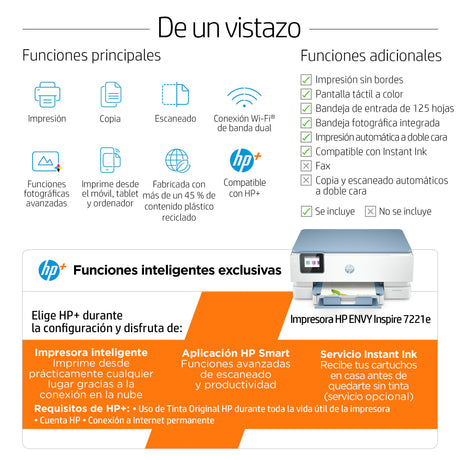EAN 0195908882527 - HP ENVY Inspire 7221e All-in-One Printer Inyección de tinta térmica A4 4800 x 1200 DPI 15 ppm Wifi imagen 4
