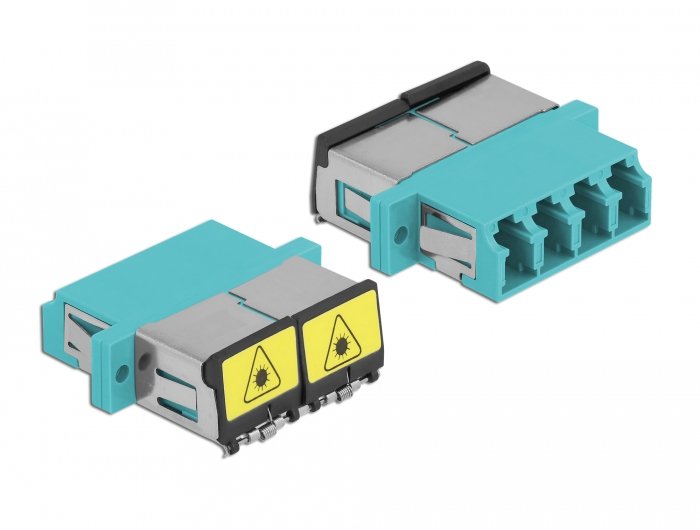 Lwl Kupplung Mit Laserschutzklappe Lc Quad Buchse Zu Lc Quad Buchse Multimode Aqua