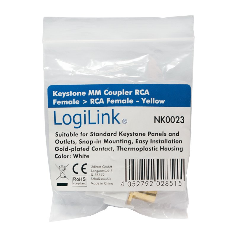 Kab Keystone Verbinder Rca Female > Rca Female - Yellow Logilink