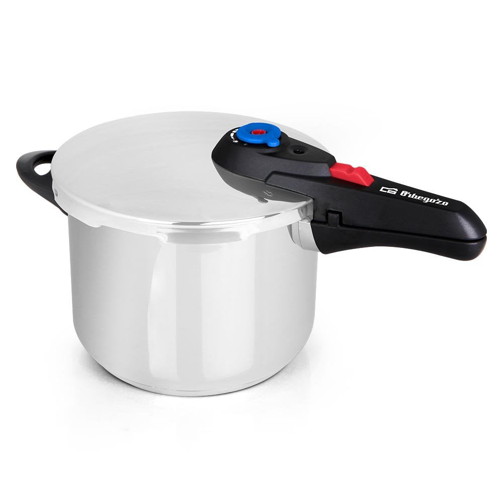 Orbegozo Hp 8006 Olla A Presion De Acero Inoxidable 18/10 - Capacidad 8 Litros - Cinco Sistemas De Seguridad - Fondo