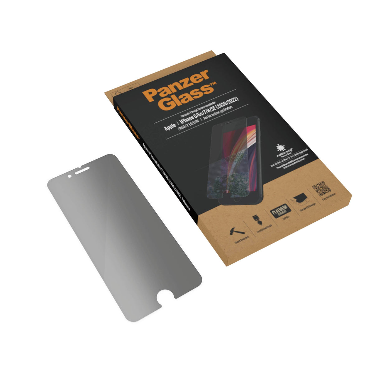 Protector De Pantalla Panzerglass P2684 Para Iphone 6/6s/7/8/Se (2020) Cristal Templado Bordes Redondeados Filtro Privacidad