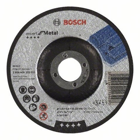 Disco De Corte Bosch Expert Para Metal, Ø 125 Mm (Diámetro 22,23 Mm, A 30 S Bf)2608600221