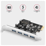 Pceu-430rs Kontroler Pcie 4x Port Usb 3.2 Gen 1, Uasp, Chipset Renesas, 15-Pin Sata Cargador