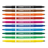 Rotuladores Doble Punta Stabilo Trío 0.5mm 2mm 10 Unidades Colores Surtidos
