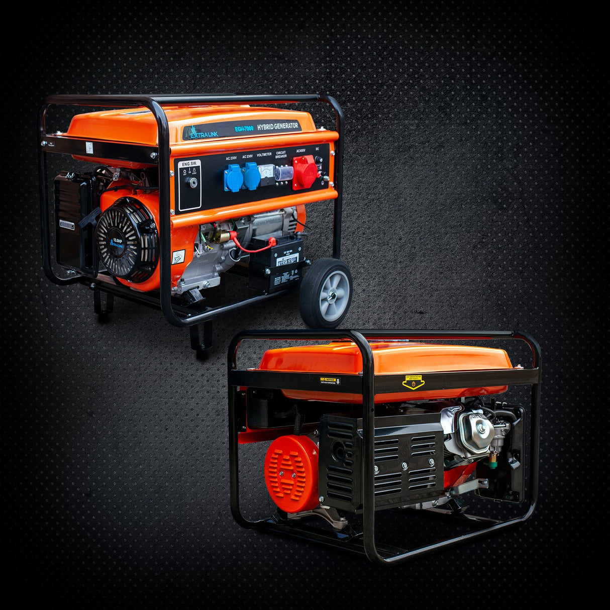 Extralink Ex.30714 Motor-Generador 7000 W 25 L Gasolina Negro, Naranja
