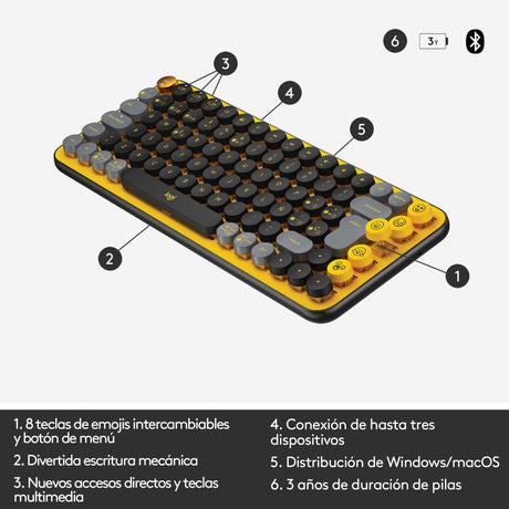 EAN 5099206101272 - Logitech 920-010728 teclado Universal RF Wireless + Bluetooth QWERTY Español Negro, Gris, Amarillo imagen 11