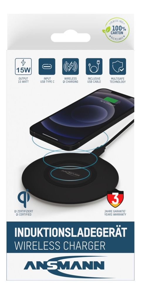 Cargador  Ansmann Indiktiv Cablelos Qi-Compatible Wiline 15r