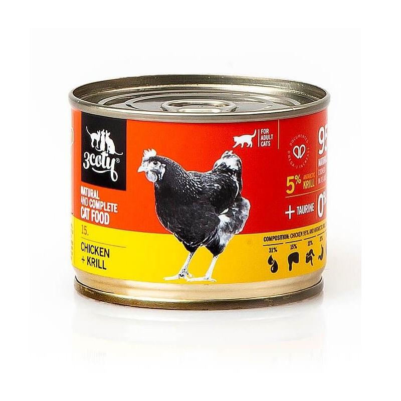3coty Chicken + Krill  For Adult Cats 180g