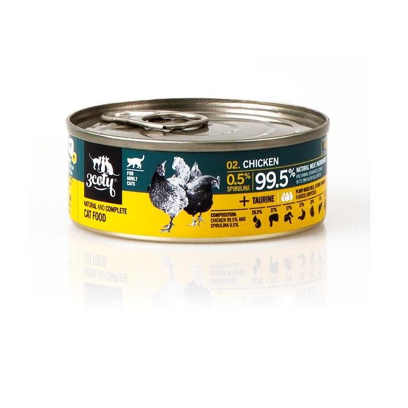 3coty Chicken With Spirulina - Comida Húmeda Para Gatos - 80g