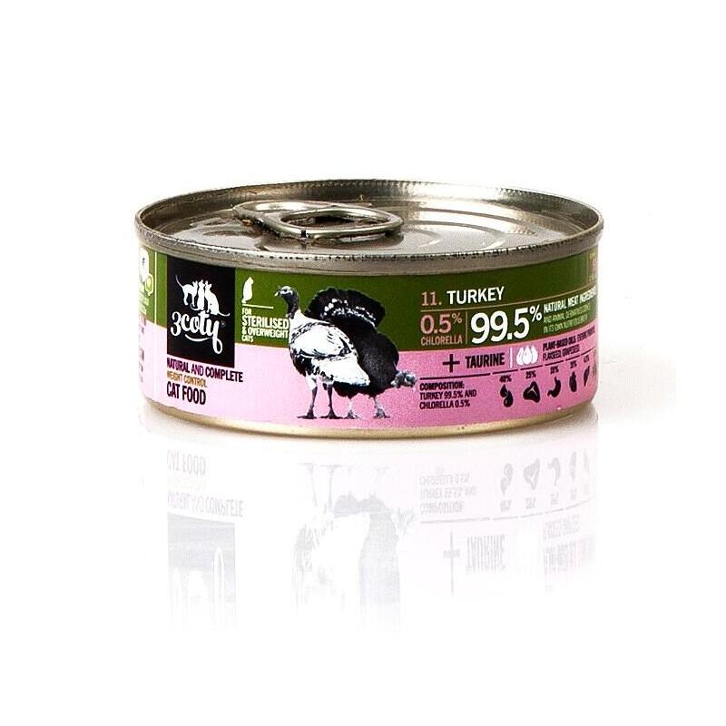 3coty Turkey With Chlorella Sterilised And Overweight Cats - Comida Húmeda Para Gatos - 80g