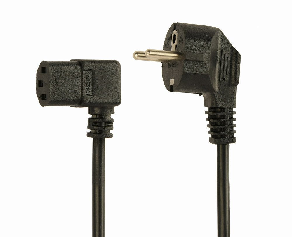 Cable Alimentación Aprobado Por Vde Schuko-Macho A C13 Con Ángulo De 90 Grados, 1.5m