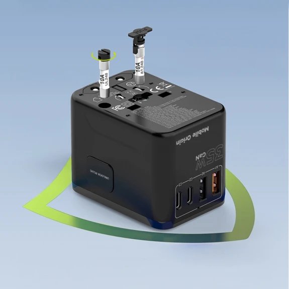 Mobile Origin 35w Travel Adapter Gan Pw4 Eu/Uk/Us/Aus 3c+2a