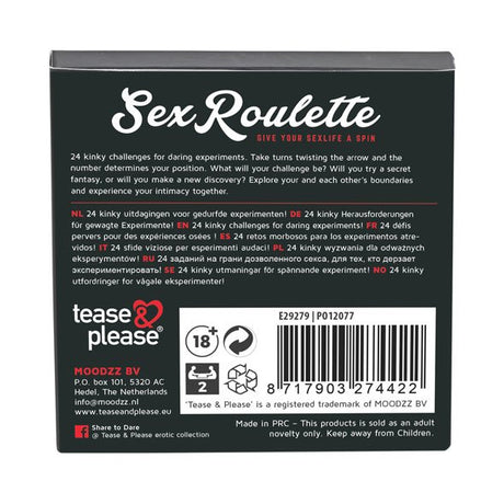 EAN 8717903274422 - Tease and Please Sex Roulette Kinky Rueda de Wartenberg Cualquier género NL EN DE FR ES SE IT PL RU NO imagen 2
