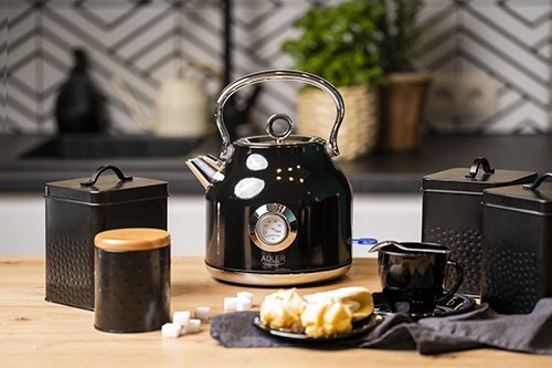 Hervidor Adler Ad 1346b Con Termómetro, Eléctrico, Potencia 2200 W, Capacidad 1,7 L, Negro