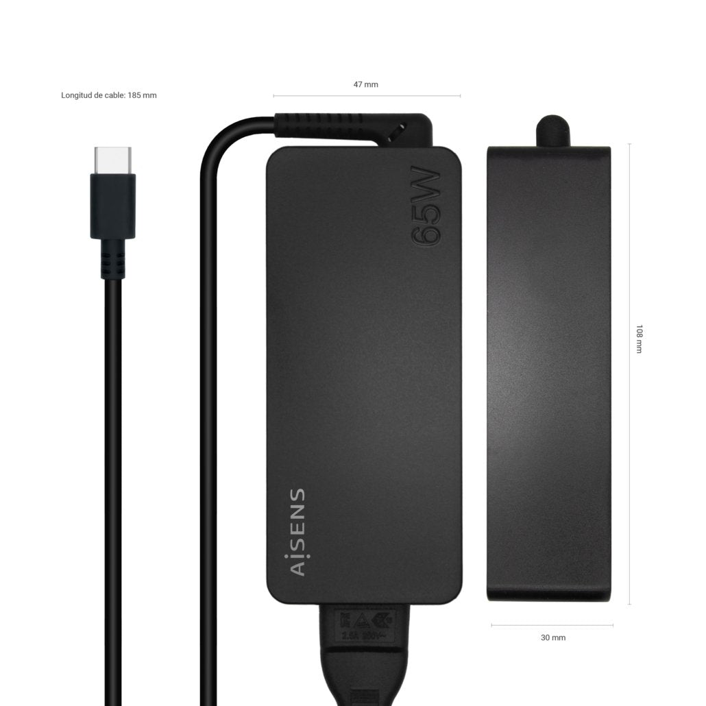 EAN 8436574707946 - AISENS ASCH-1PD65D-BK adaptador e inversor de corriente Interior imagen 3
