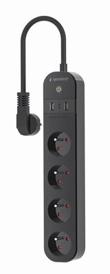 EAN 8716309128490 - Gembird TSL-PS-F4U-01 regleta inteligente 4 salidas AC Tipo F 1,5 m 3 3680 W Negro imagen 2