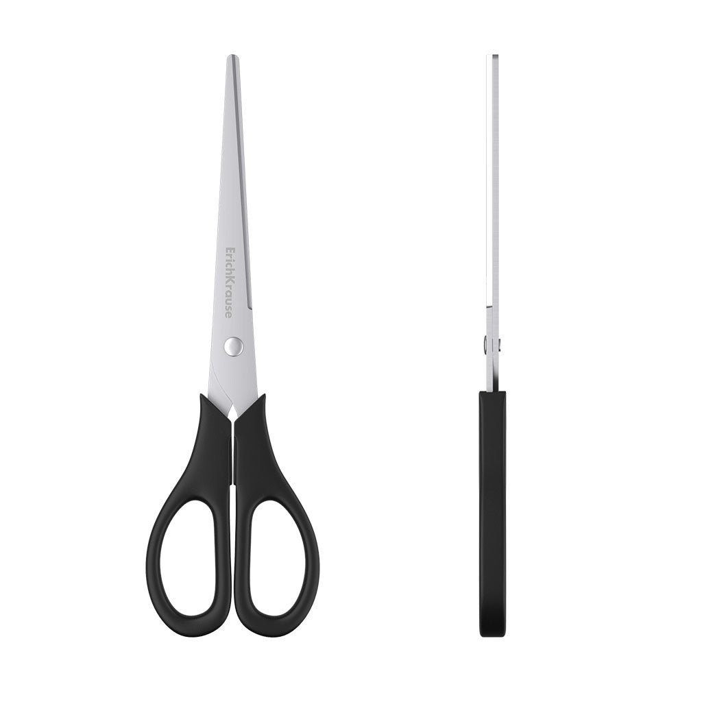 Erichkrause Tijeras Standard - Cuchillas De Acero Inoxidable - Afilado Doble Avanzado - Resistente A La Corrosion - Mangos De Plastico Resistente - Color Negro