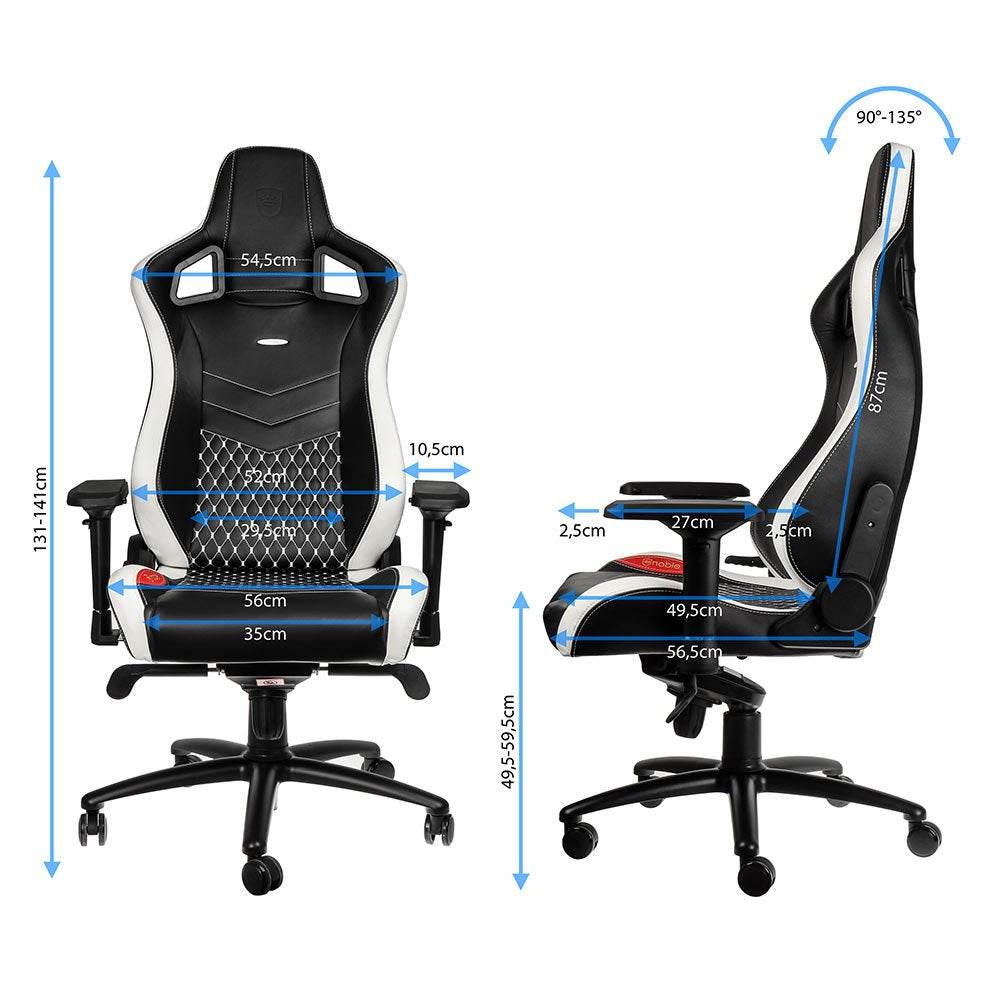 Noblechairs Epic Echtleder Gaming Silla - Negro Blanco Rojo