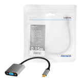 EAN 4052792062243 - LogiLink CUA0104 adaptador de cable de vídeo 0,15 m USB Tipo C VGA (D-Sub) Negro, Gris imagen 5