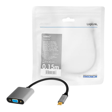 EAN 4052792062243 - LogiLink CUA0104 adaptador de cable de vídeo 0,15 m USB Tipo C VGA (D-Sub) Negro, Gris imagen 5