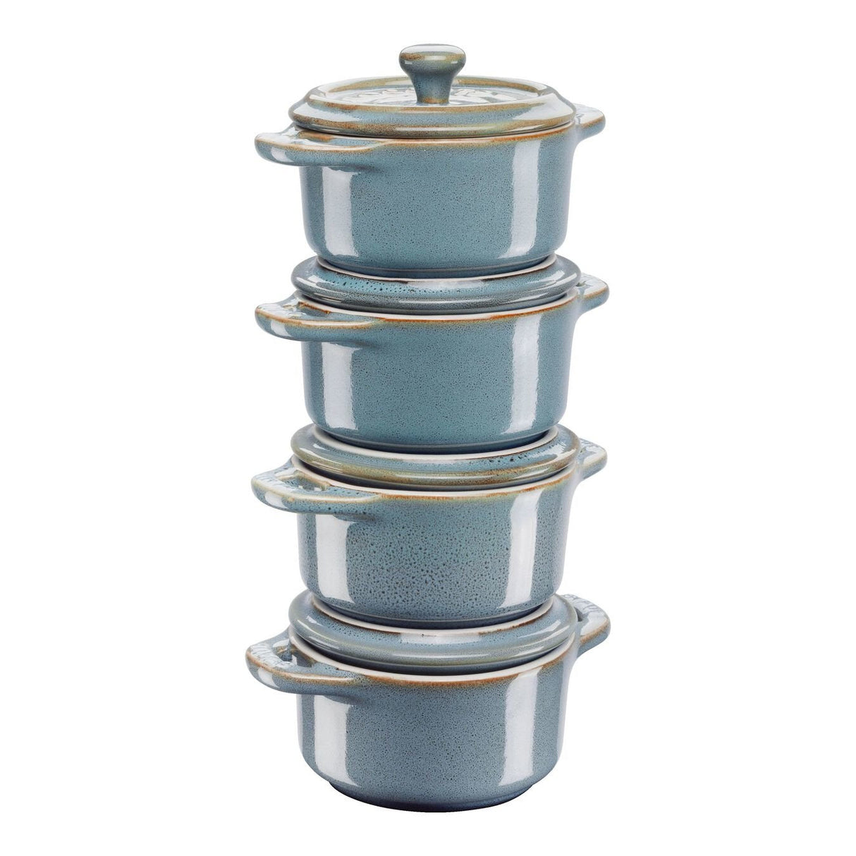 Staub Mini Cocotte Set 4-Tlg. Rund, Keramik, Antik-Türkis