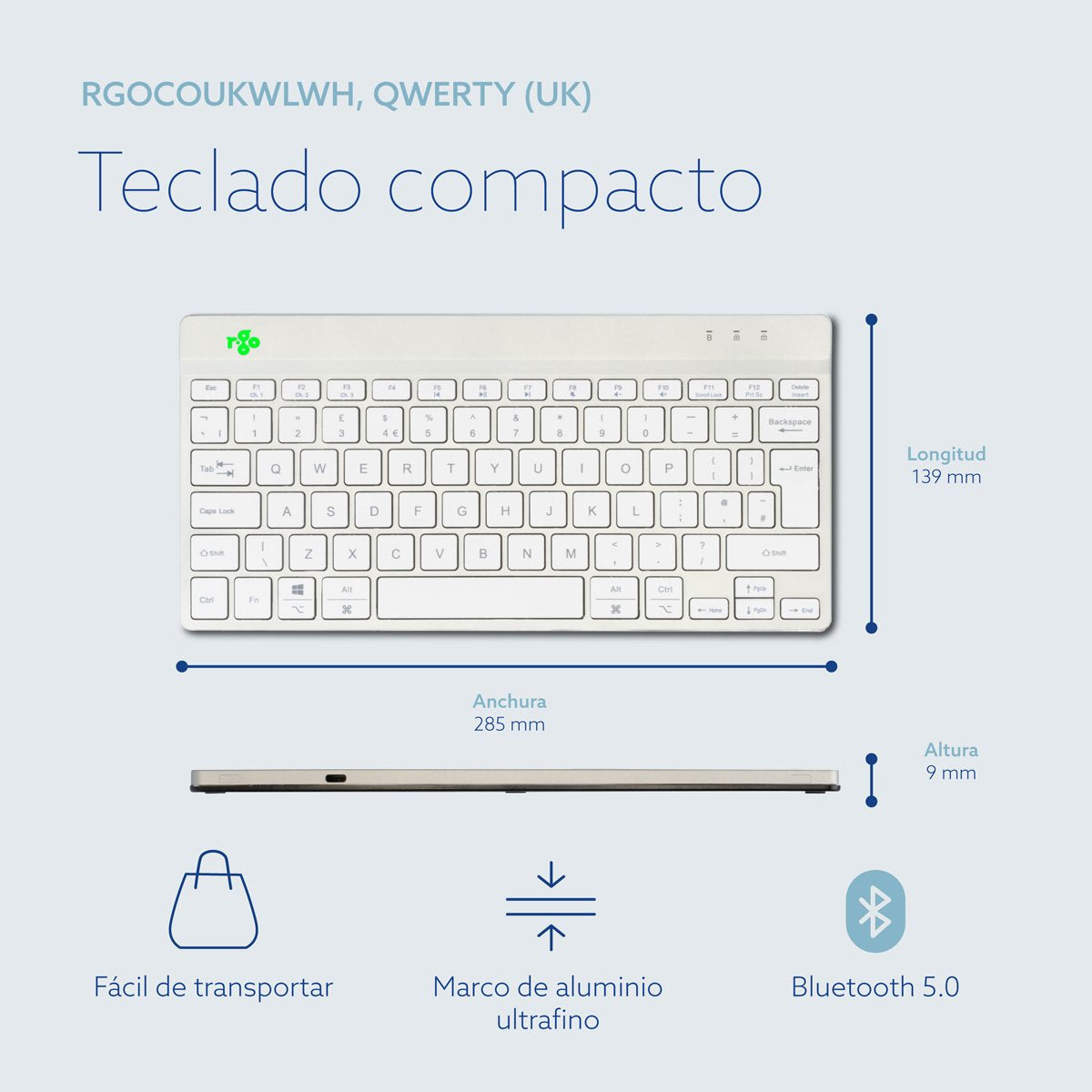 EAN 8719274492108 - R-Go Tools RGOCOUKWLWH teclado Oficina Inglés del Reino Unido imagen 15