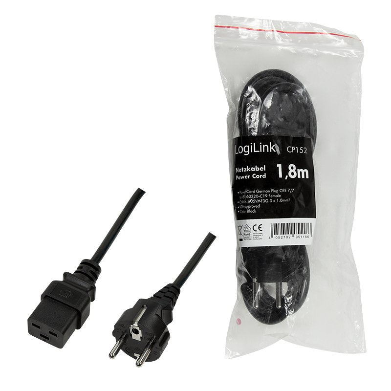 EAN 4052792051186 - LogiLink CP152 cable de transmisión Negro 1,8 m CEE7/7 IEC C19 imagen 5