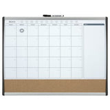 Nobo Planificador Pizarra Magnetica Pequeña Con Tablero De Anuncios De Corcho 585x430mm - Semanal Y Mensual - Marco Plateado Y Negro - Blanco