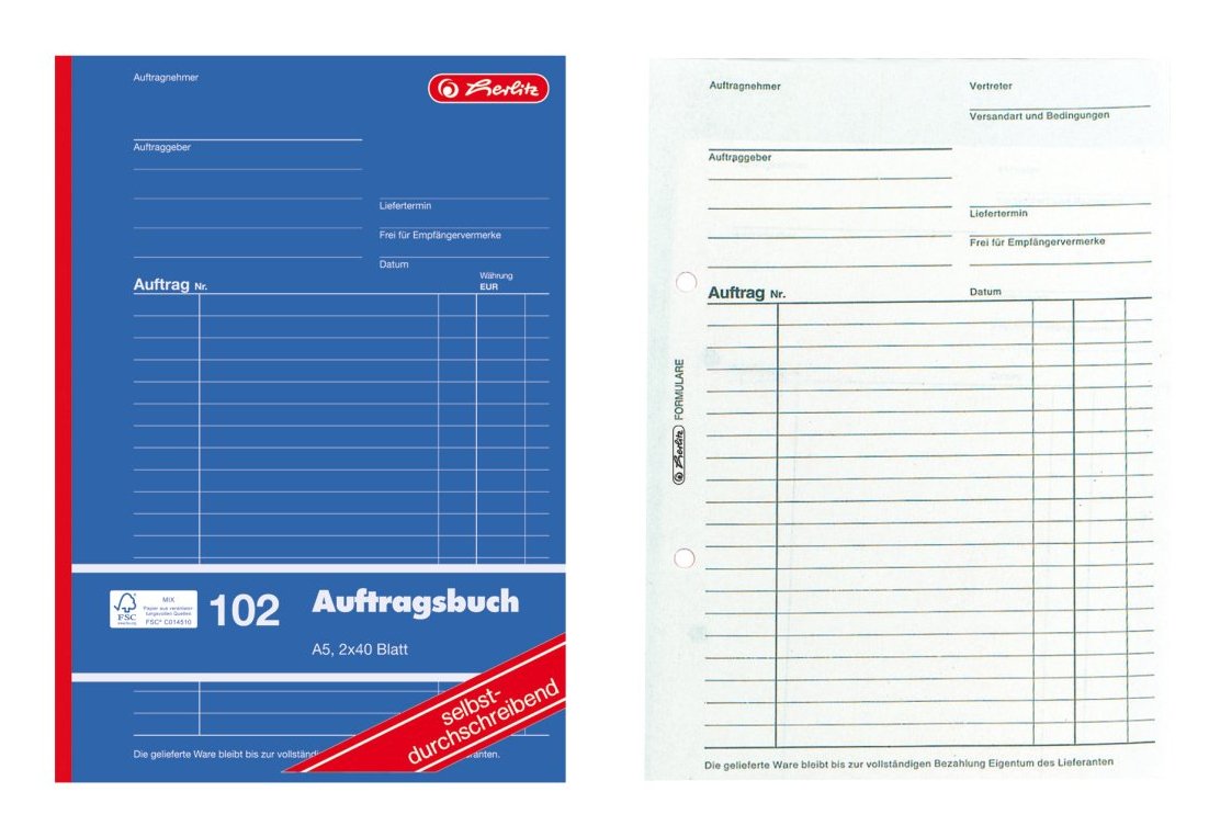 Herlitz Formularbuch"Auftrag 102" Din A5 2 X 880526 - Material De Oficina - A5