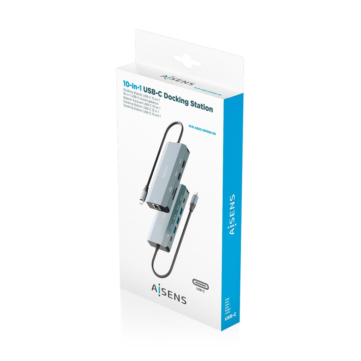 Docking Usb Tipo-C Aisens Asuc-10p052-Gr 2xhdmi 4k 1xrj45 3xusb 1xusb Tipo-C 1xusb Tipo-C Pd 1xlector De Tarjetas Gris