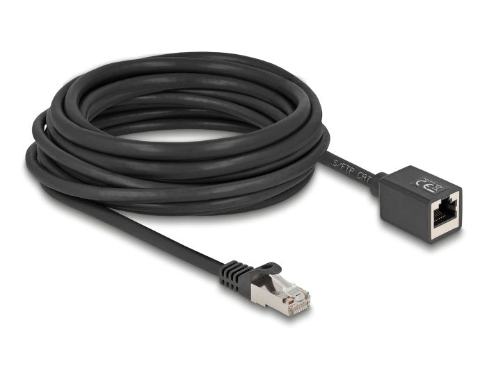 Delock Netzwerk Verlängerungscable Rj45 Stecker Zu Rj45 Buchse Cat.6a S Ftp 7,5 M Schwarz