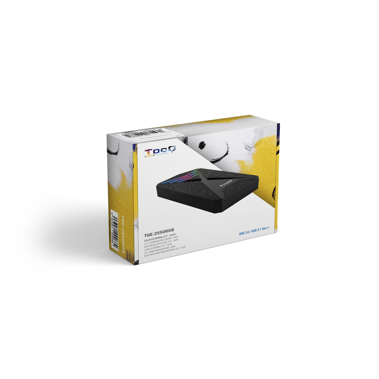 Tooq Carcasa Externa Gaming Hdd/Sdd 2.5" Hasta 9.5mm Sata Usb 3.0/3.1 Gen 1 - Iluminacion Led Rgb - Sin Tornillos -