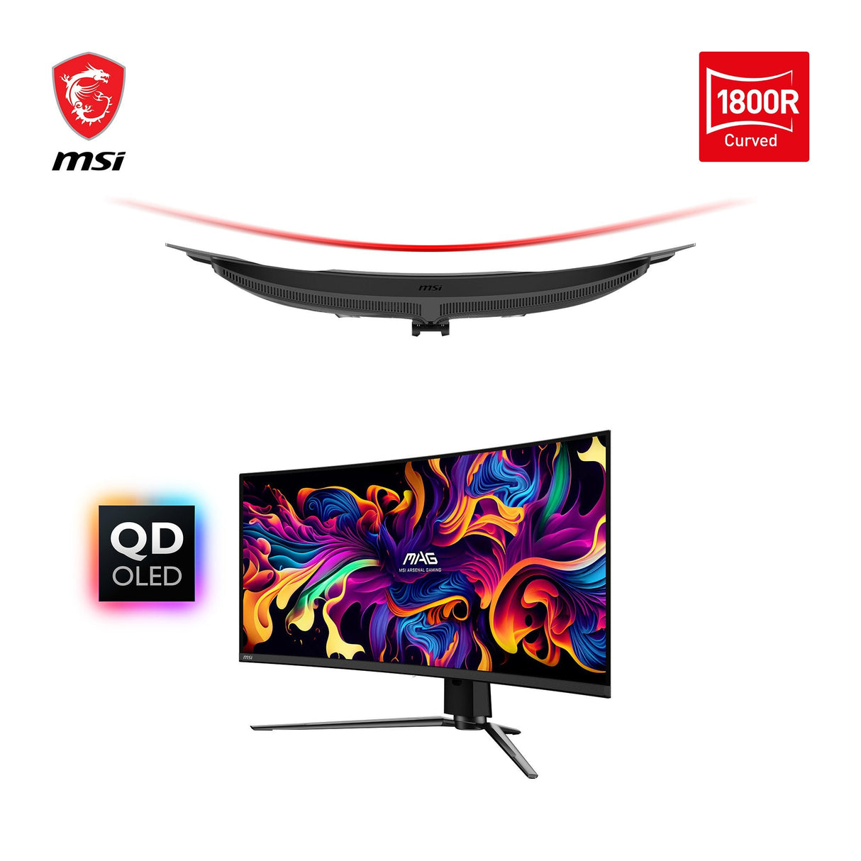 Monitor  Msi Mag 341cqpde Qd-Oled, Gaming  34,2  " Negro, Uwqhd, Qd-Oled, Curvo, Adaptive-Sync, Hdr, Panel De 175 Hz)