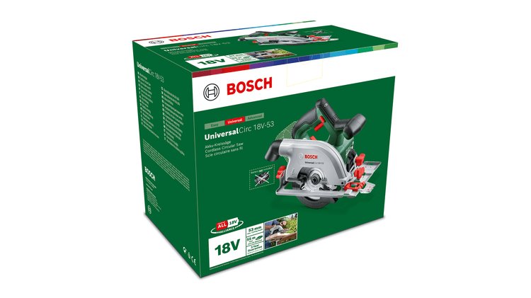 Bosch Sierra Circular Manual Universalcirc 18v-53, 18volt Verde/Negro, Batería Li-Ion 2,5ah, Power For All Alliance